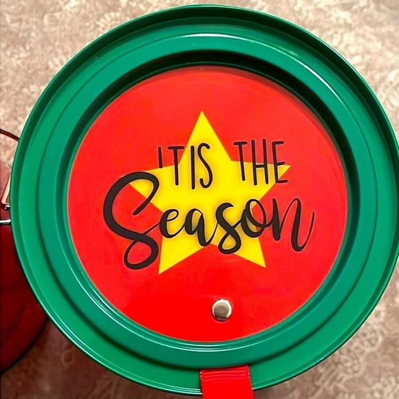 Brand New Set of 2 Christmas Tree Paint Can Cookie Holder Gift Set See Thru Red - Picture 3 of 12